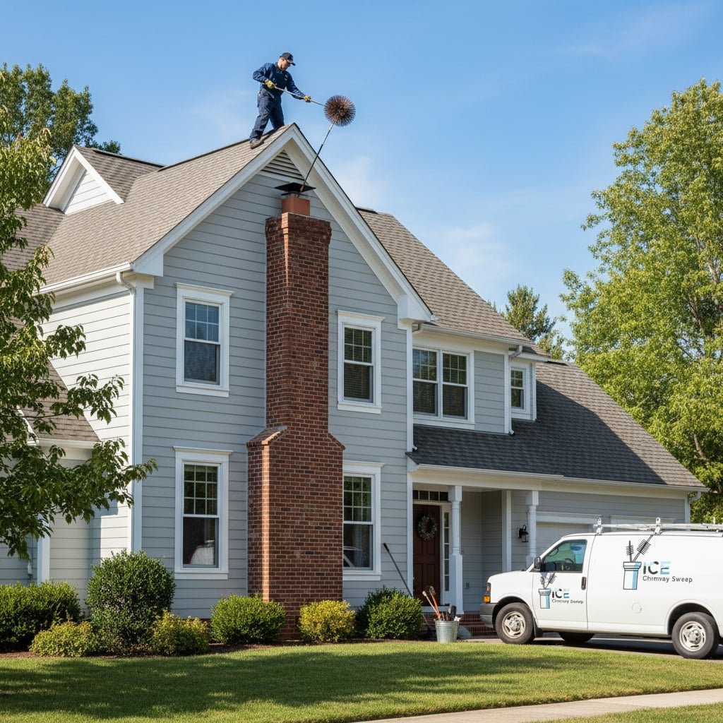 ICE Chimney Sweep team working on chimney